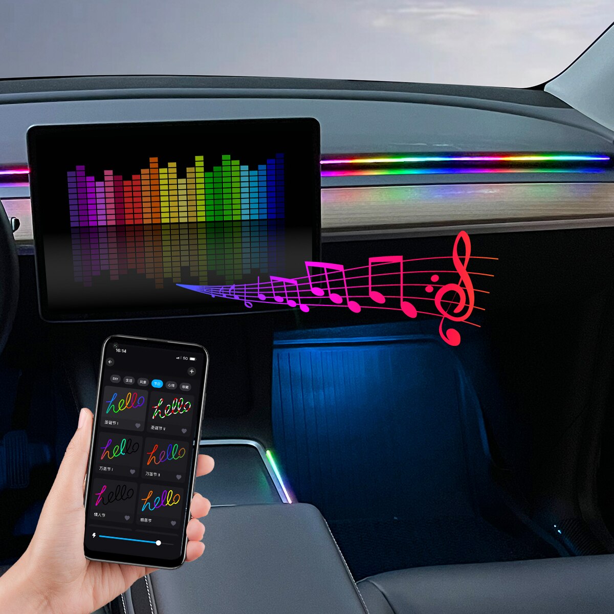 Car LED Ambient Light USB 64 C - đánh giá và giá Led Gaming Light Strip