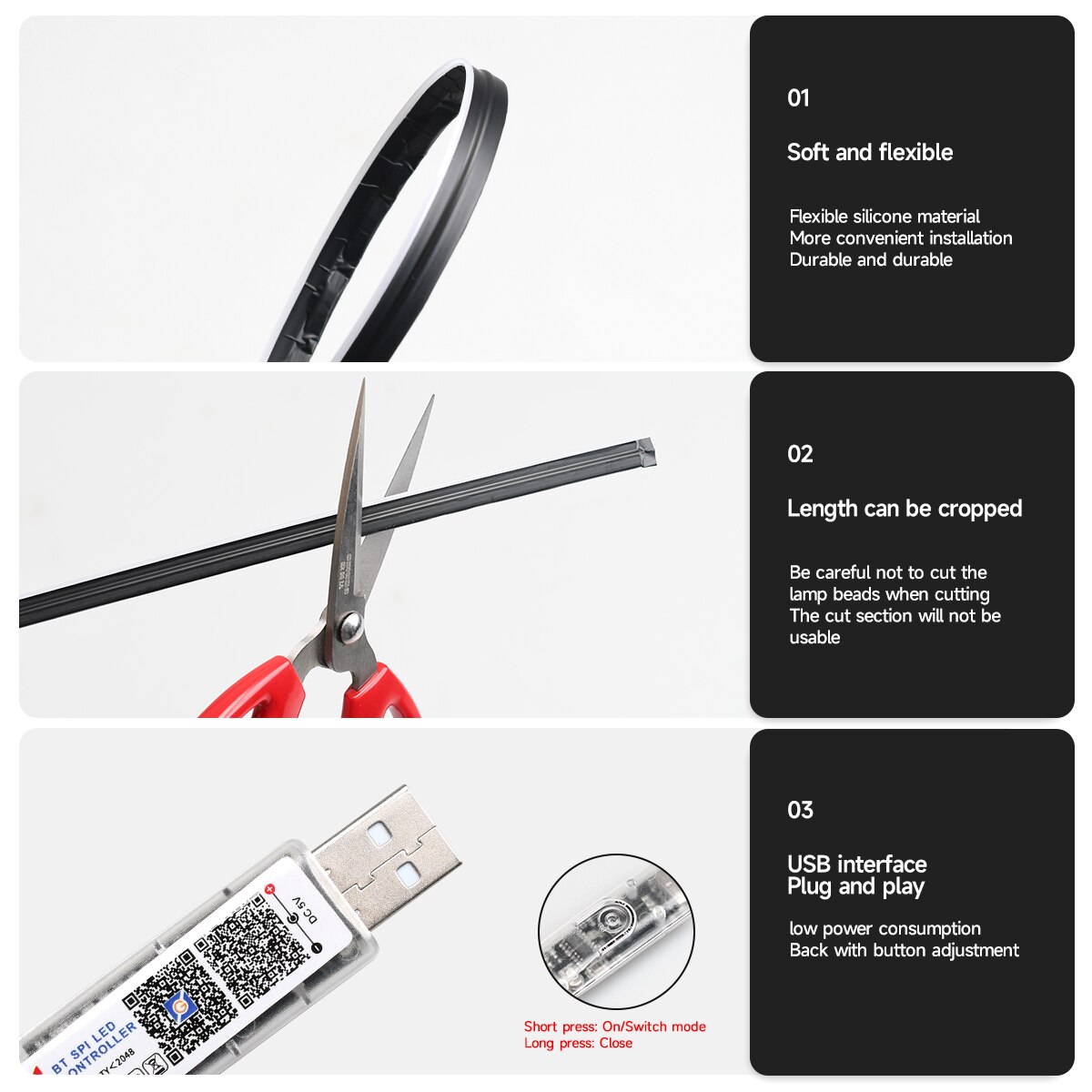Car LED Ambient Light USB 64 C - đánh giá và giá Led Gaming Light Strip