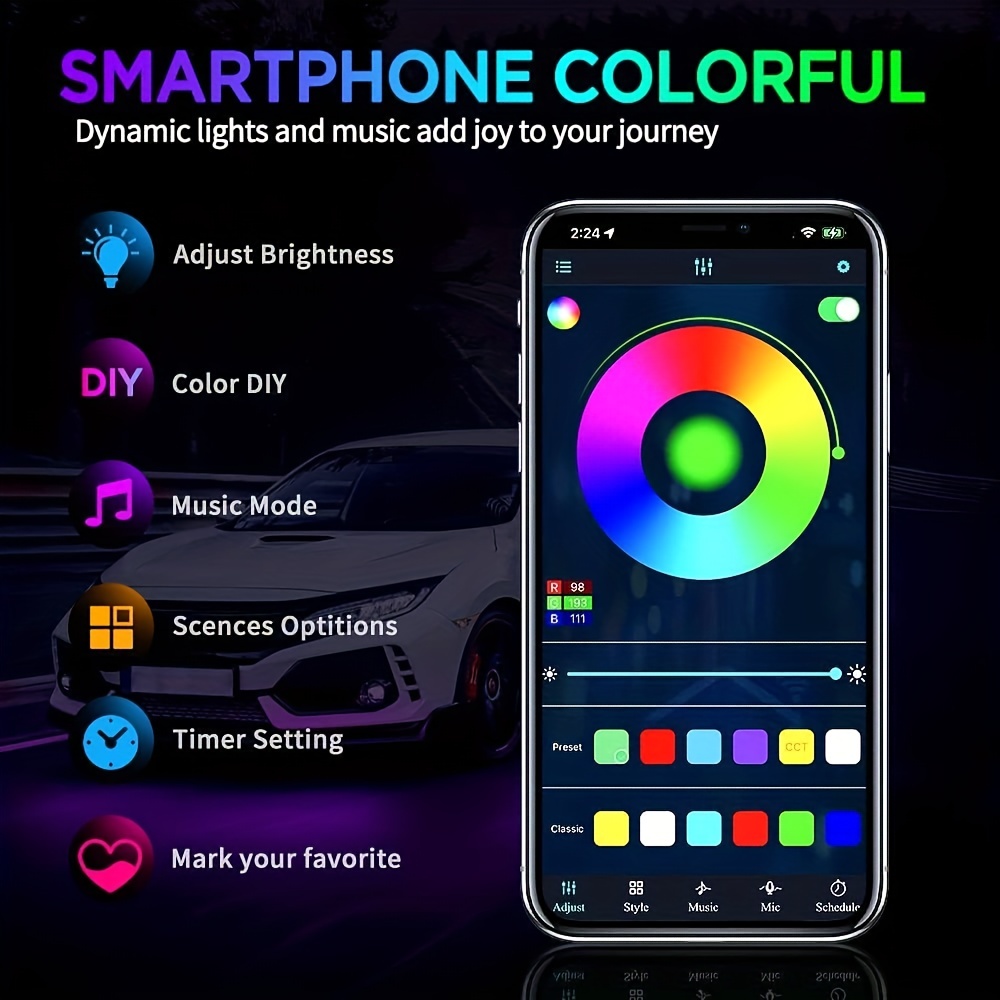 RGB Linh Hoạt Xe Underglow Đèn - đánh giá và giá Led Gaming Light Strip